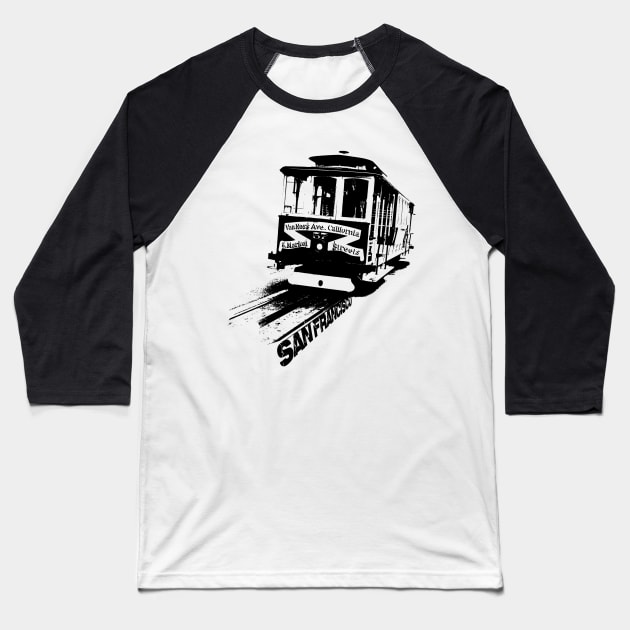 San Francisco, Cable Car Baseball T-Shirt by hottehue